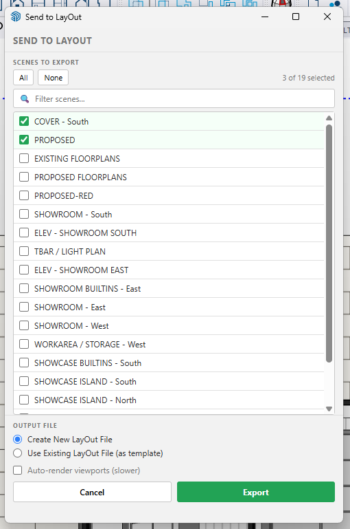 LayOut Export Options